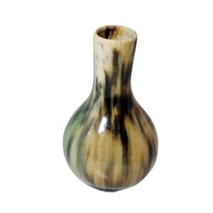 Boho Bud Vase Green Drip Glaze Mid Century Vintage Small Miniature